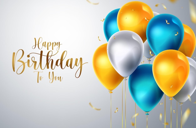 Happy birthday vector balloons design. Happy birthday to you text with balloons.