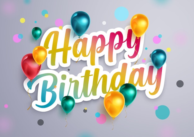 Happy birthday vector design. Happy birthday text in gradient paper cut decoration.