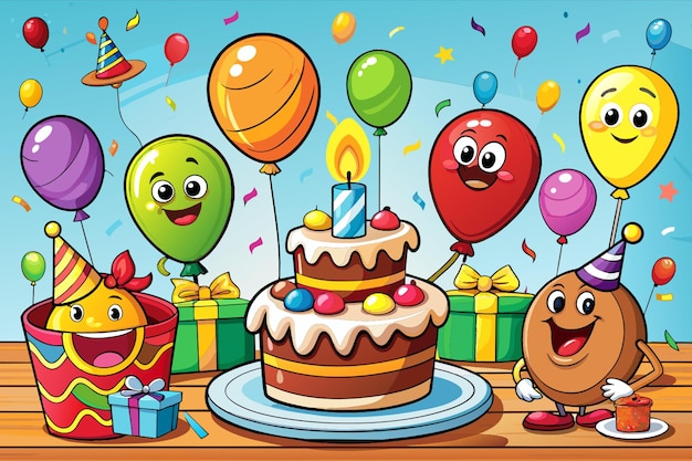 Vector happy birthday vector illustration cartoon