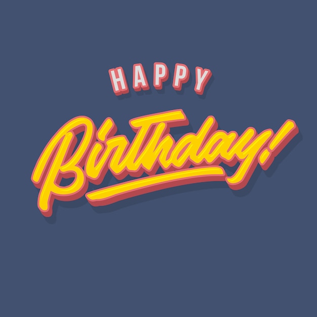 happy birthday vintage lettering typography card