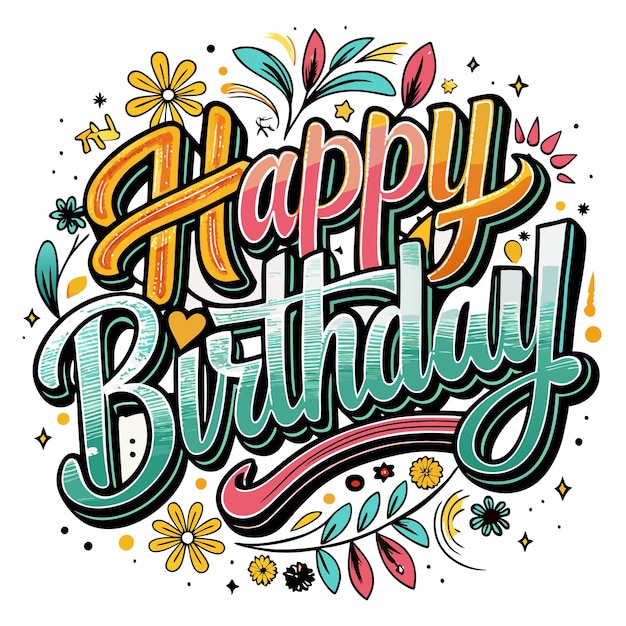 Vector happy birthday wishes with floral design