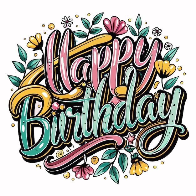 Vector happy birthday wishes with floral design