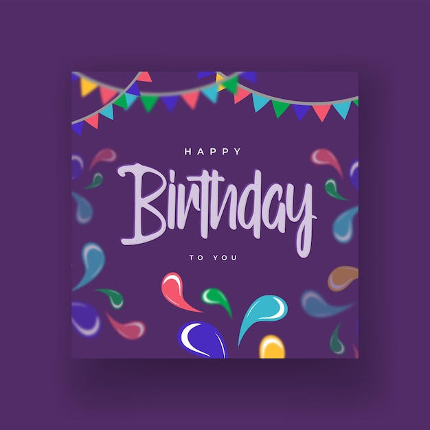 Happy birthday wishing card template with colorful lace and elements birthday editable text effect