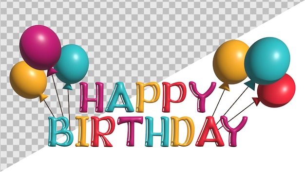 Happy Birthday With Balloons and 3d elements Cover Post Banner