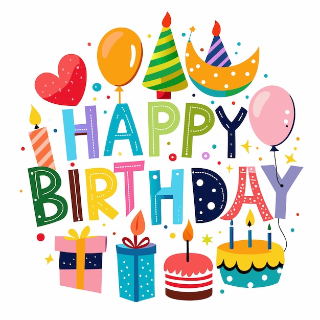 Vector happy birthday writing