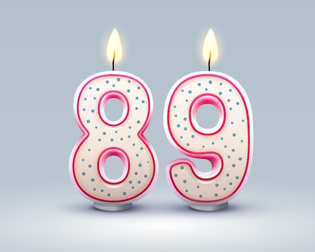 Happy Birthday years 89 anniversary of the birthday Candle in the form of numbers Vector