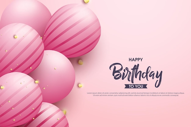 Happy birthday to You with cute pink balloons