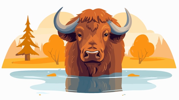 Happy Bison Cartoon Illustration for Creative Projects