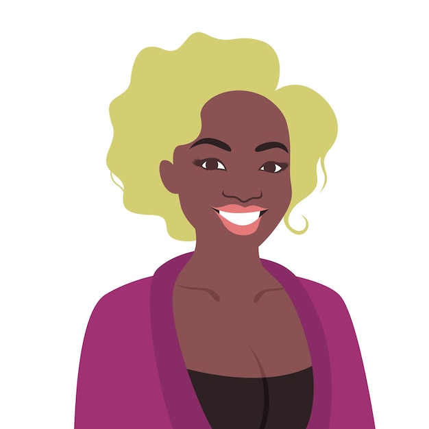 Vector happy black people illustration with cute black girl