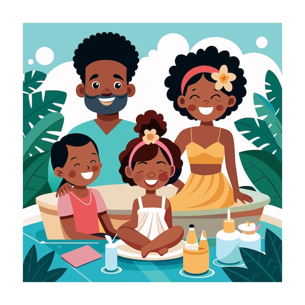 Vector happy black people illustration