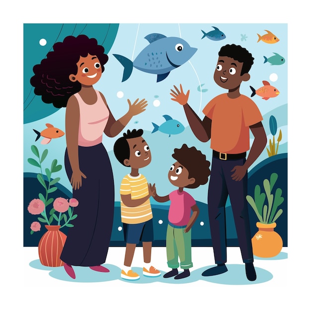 Vector happy black people illustration