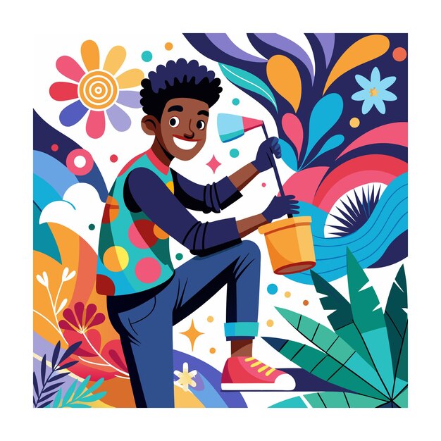 Vector happy black people illustration