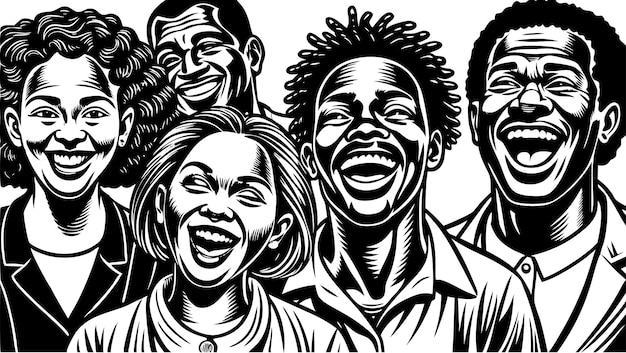 Vector happy black people illustration