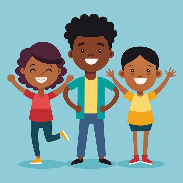 Vector happy black people illustration