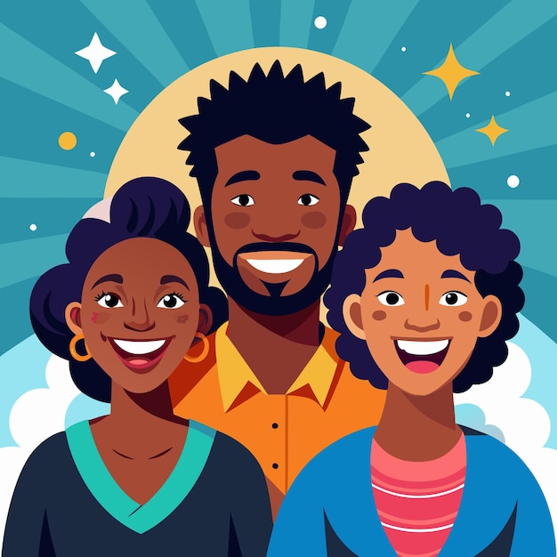 Happy black people illustration