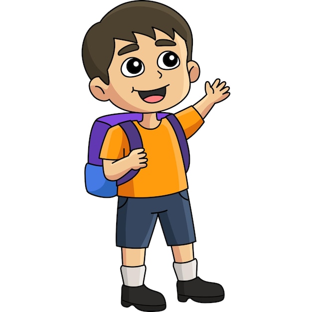 Happy Boy Cartoon Colored Clipart Illustration