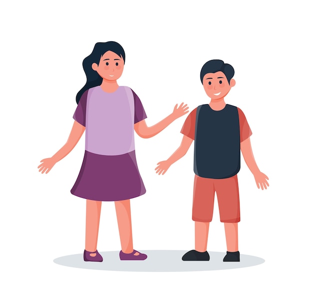 happy boy and girl isolated vector illustration