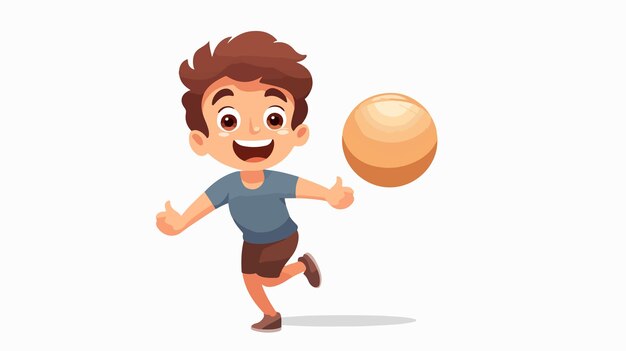 Vector happy boy with ball icon isolated flat vector