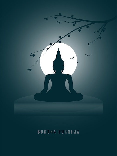 Happy Buddha Purnima, Gautam Buddha meditating, vector illustration for Vesak day or Buddha Purnima