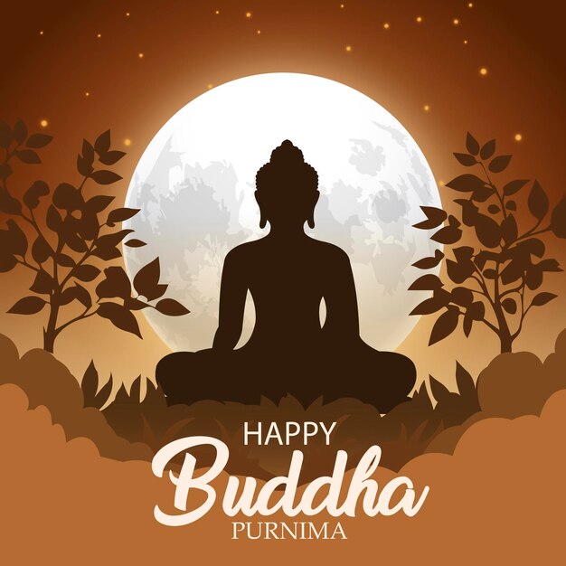 Vector happy buddha purnima and happy vesak day template