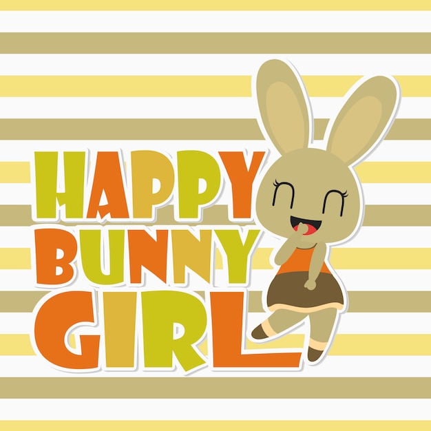 Happy bunny girl cartoonfor kid t-shirt background