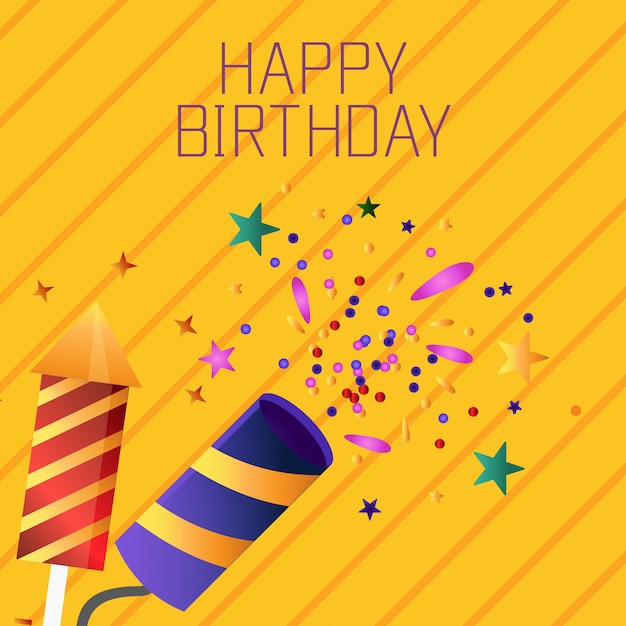 Happy Burthday typographic card with light background vector