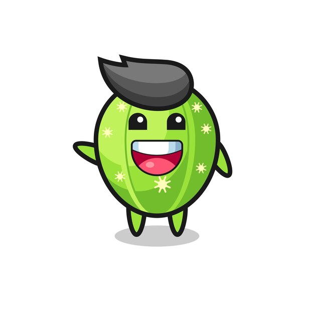 Happy cactus cute mascot character cute design