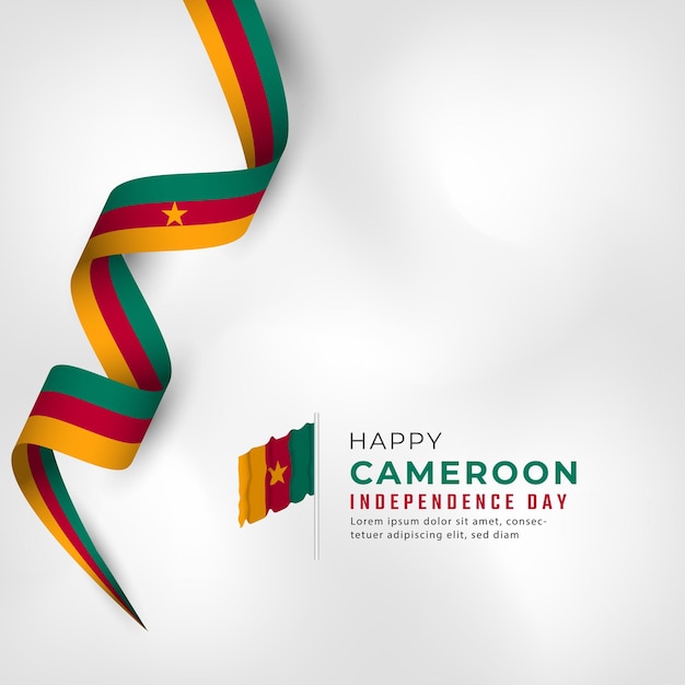 Happy Cameroon Independence Day January 1st Celebration for Poster Banner Advertising Greeting Card