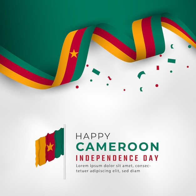 Happy Cameroon Independence Day January 1st Celebration for Poster Banner Advertising Greeting Card