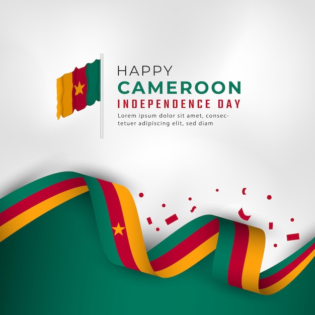 Happy Cameroon Independence Day January 1st Celebration for Poster Banner Advertising Greeting Card