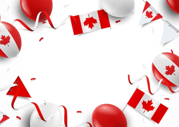 Happy Canada day Background with balloons flags