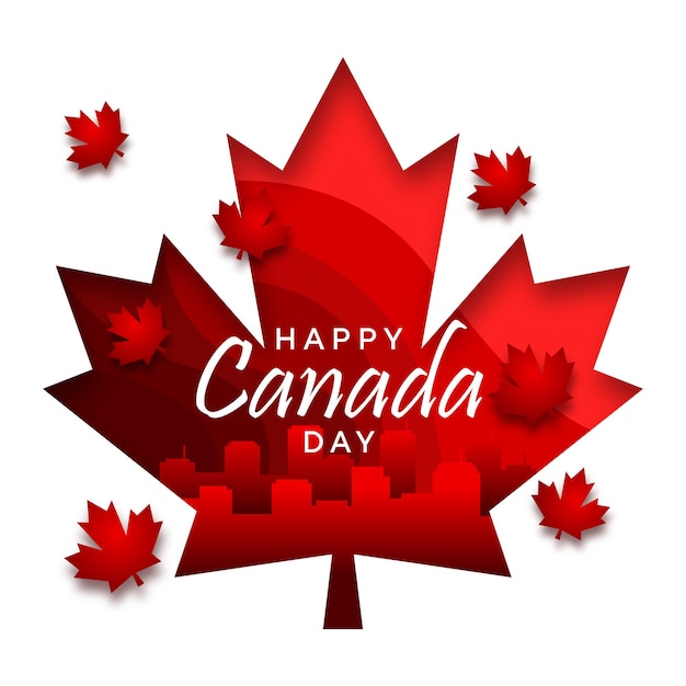 happy canada day with maple leaf