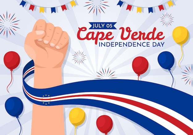 Happy Cape Verde Independence Day Vector Illustration with Waving Flag in Happy Holiday Templates