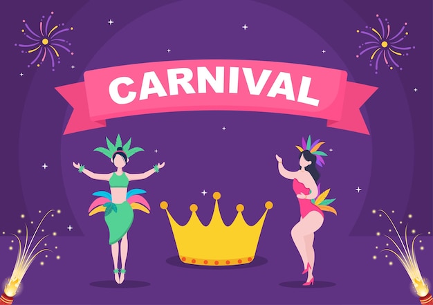 Happy Carnival Celebration Background Vector Illustration. People festival With Colorful Party, Confetti, Dance, Music and bright Costumes for Poster