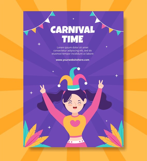 Vector happy carnival party poster template cartoon background vector illustration