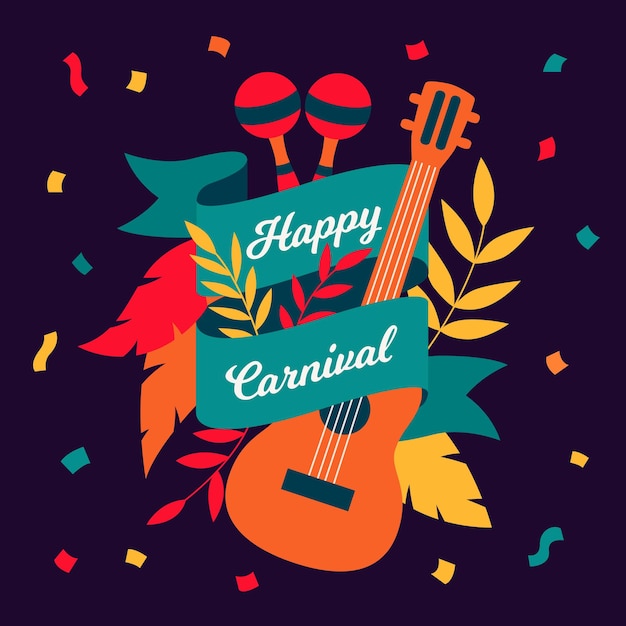 Happy carnival Social post Guitar and maracas