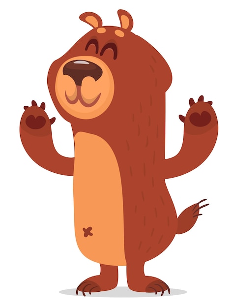 Happy cartoon bear Vector illustration of brown grizzly bear character