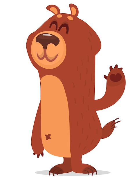 Happy cartoon bear Vector illustration of brown grizzly bear character