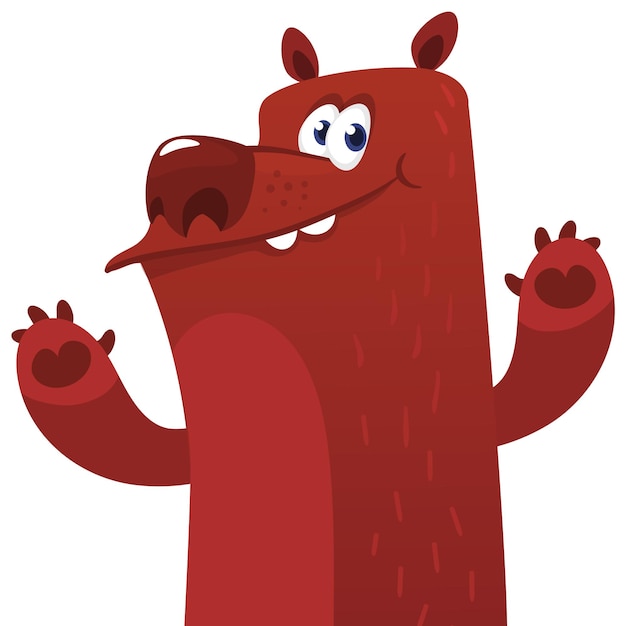 Happy cartoon bear Vector illustration of brown grizzly bear character