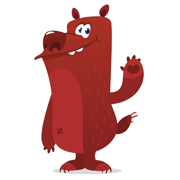 Happy cartoon bear Vector illustration of brown grizzly bear character