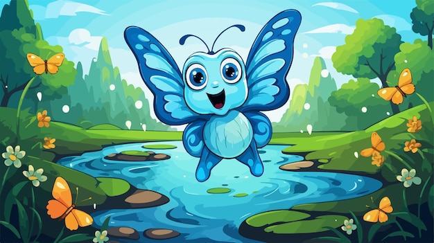 Happy Cartoon Butterfly Dancing and Smiling