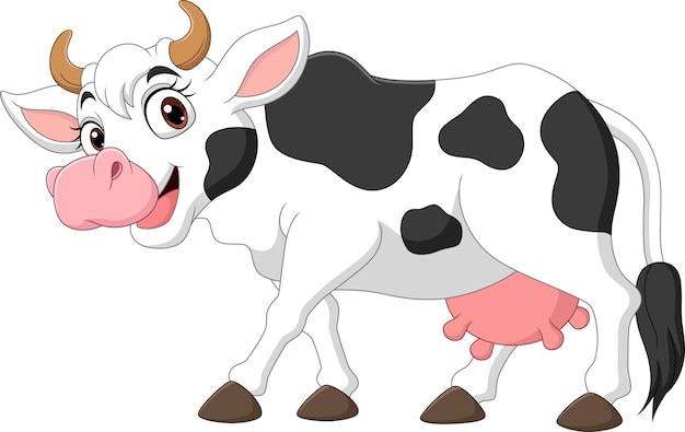 Happy cartoon cow isolated on white background