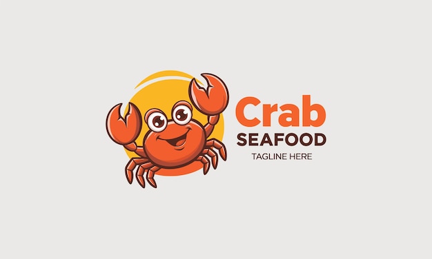 Happy cartoon crab smiling in seafoodthemed vector with bright colors