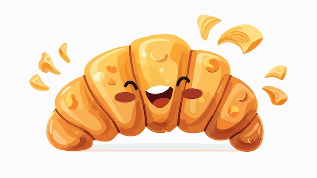 Happy Cartoon Croissant Character Bakery Icon Vector