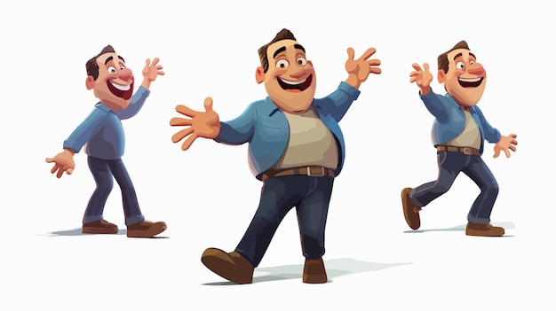 Vector happy cartoon dad dancing vector illustration