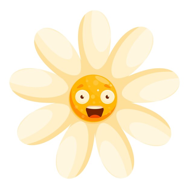 Vector happy cartoon daisy flower smiling with open mouth