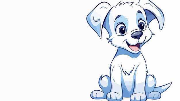 Vector happy cartoon dog gradient line drawing