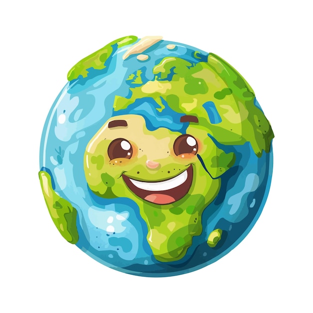 happy cartoon earth with smile on its face