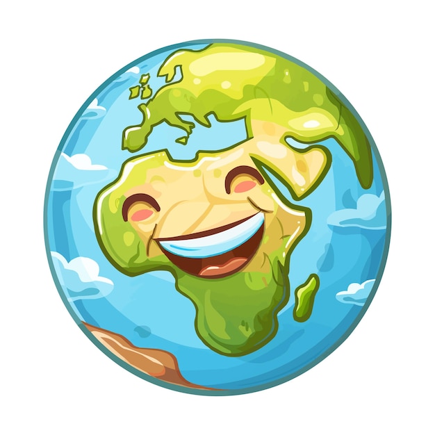 Vector happy cartoon earth with smile on its face