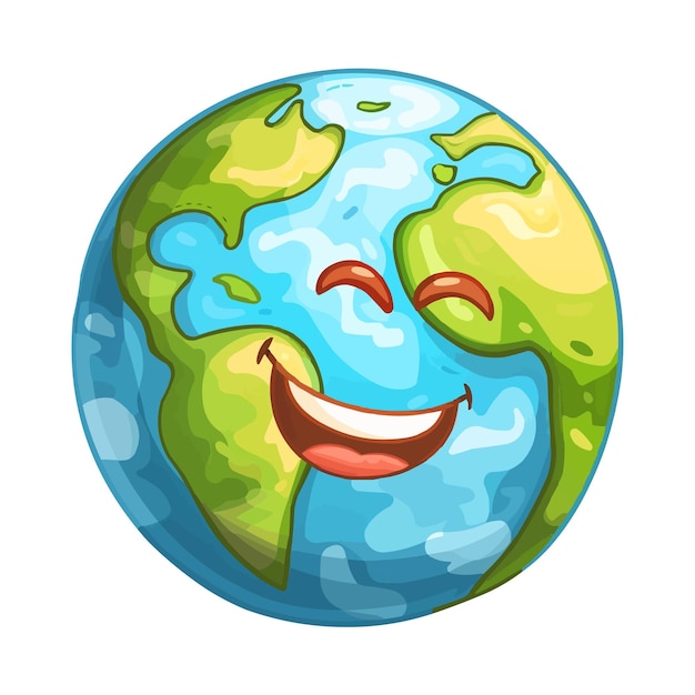 Vector happy cartoon earth with smile on its face